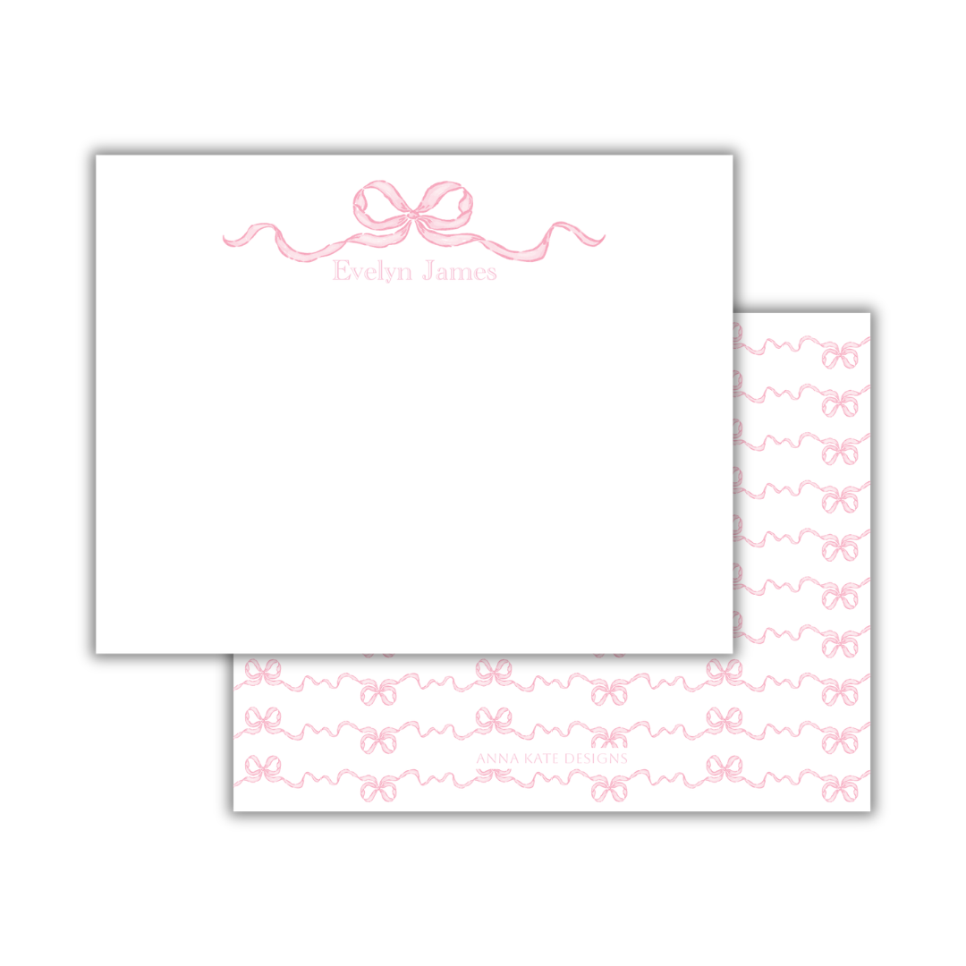 Pink Bow Stationery- Set of 10