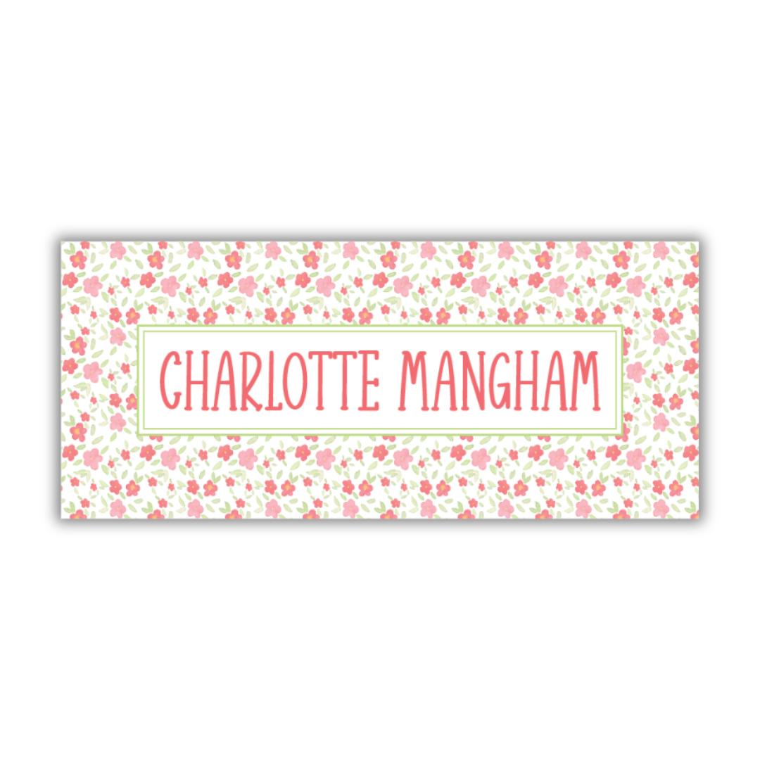 Red Posies Name Label