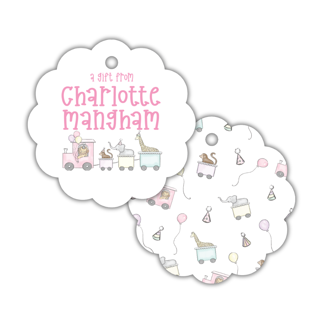 Zoo Party Scalloped Circle Gift Tag- Set of 24