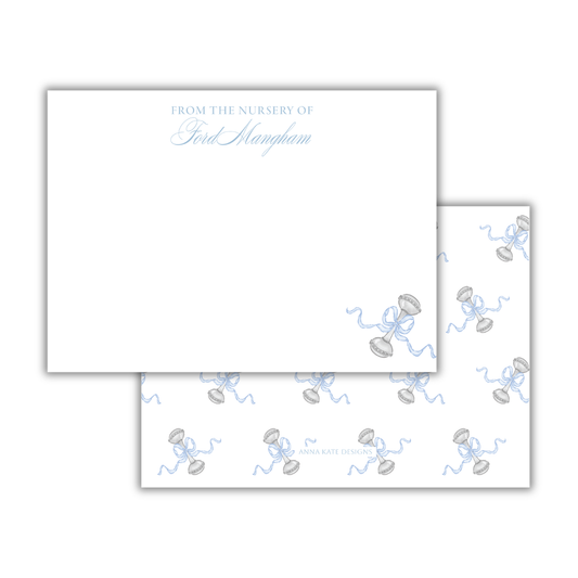 Blue Rattle From The Nursery Notecard- Set of 20