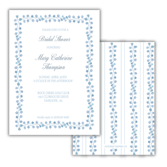 Blue Spring Bridal Shower Invitation