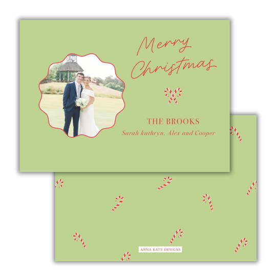 Candy Cane Lane- Green Photo Card