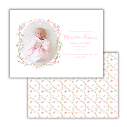 Chinoiserie 1 Baby Girl Announcement