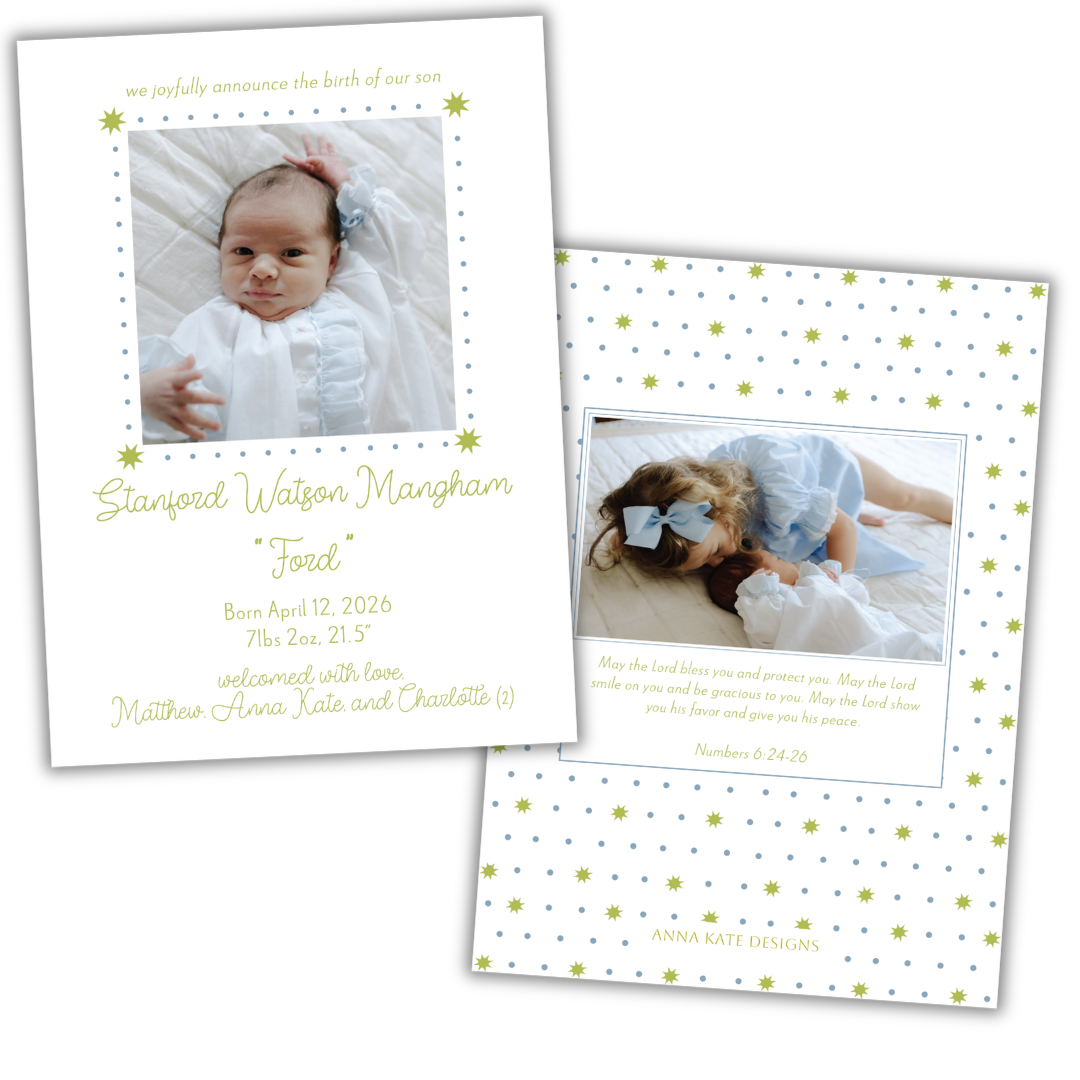 Star Bright Birth Announcement- Blue
