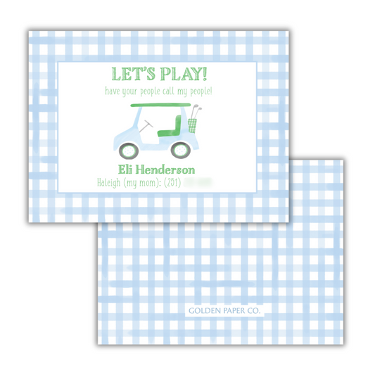 Golf Cart Playdate Card