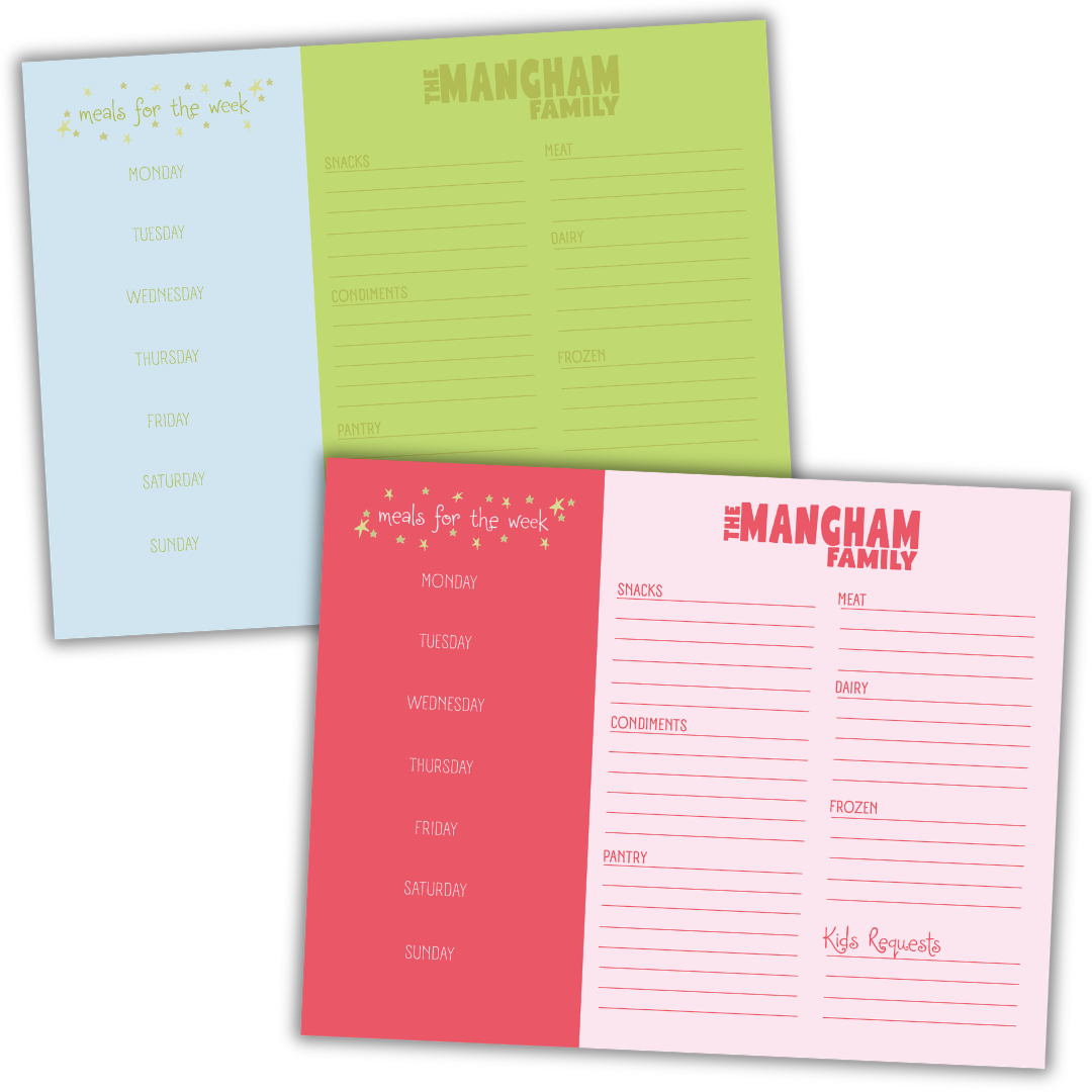 Meal Plan/Grocery List Notepad