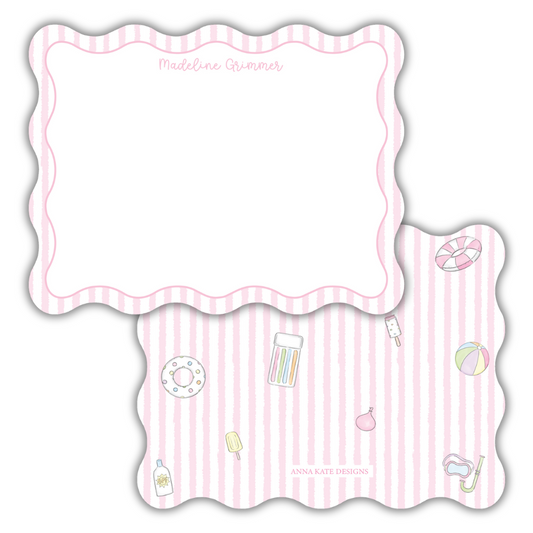 Pool Party Wavy Thank You Cards- Set of 10