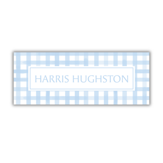 Blue Gingham Name Label