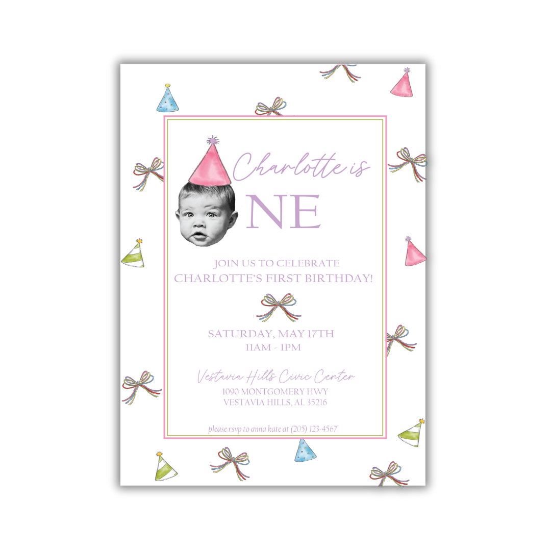 Party Hat Birthday Invitation- DIGITAL VERSION