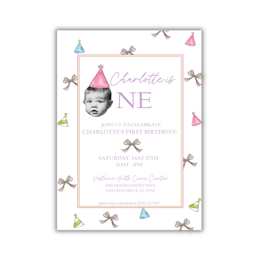 Party Hat Birthday Invitation- DIGITAL VERSION