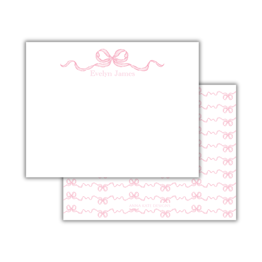 Pink Bow Stationery- Set of 10