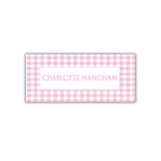 Pink Gingham Water Resistant Label