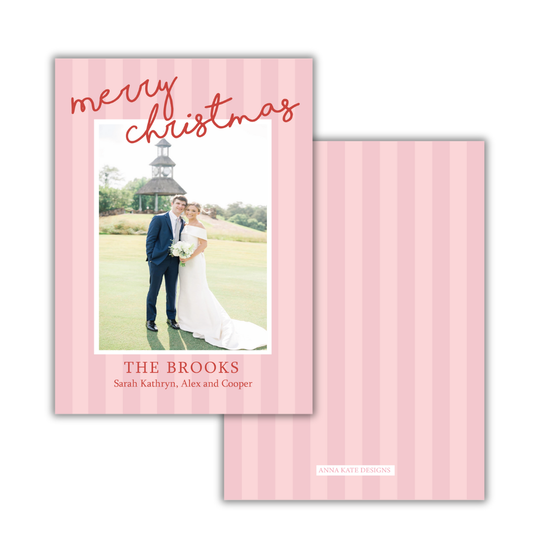 Pink Stripe Photo Card