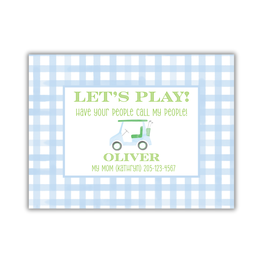 Golfcart Playdate Card