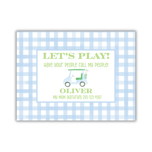 Golfcart Playdate Card