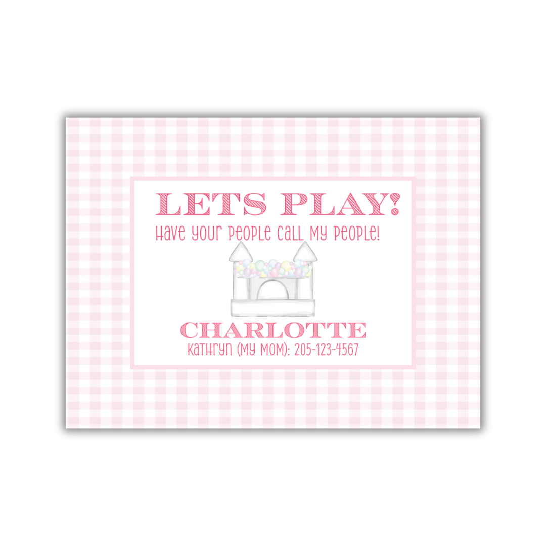 Bounce House Playdate Card