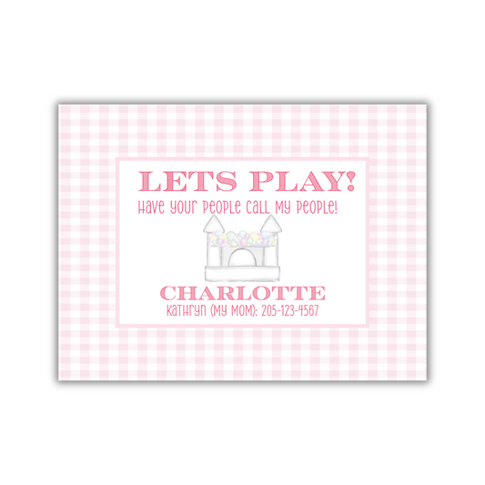 Bounce House Playdate Card