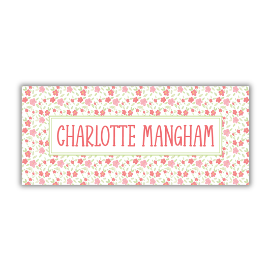 Red Posies Name Label