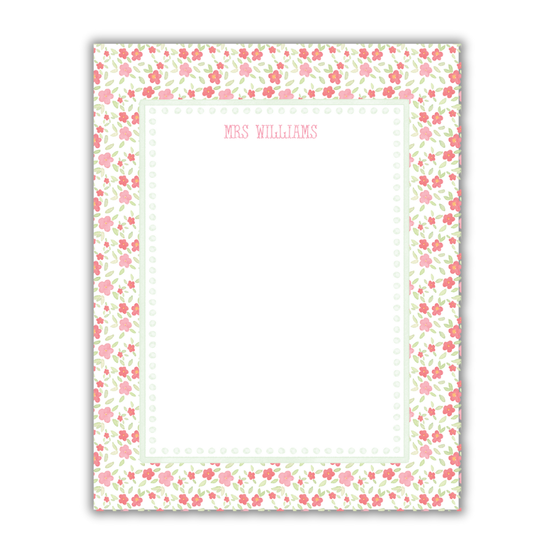Red Floral Notepad