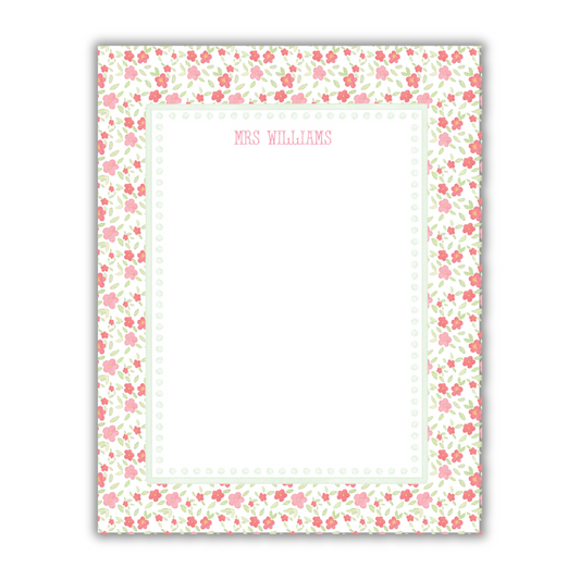 Red Floral Notepad