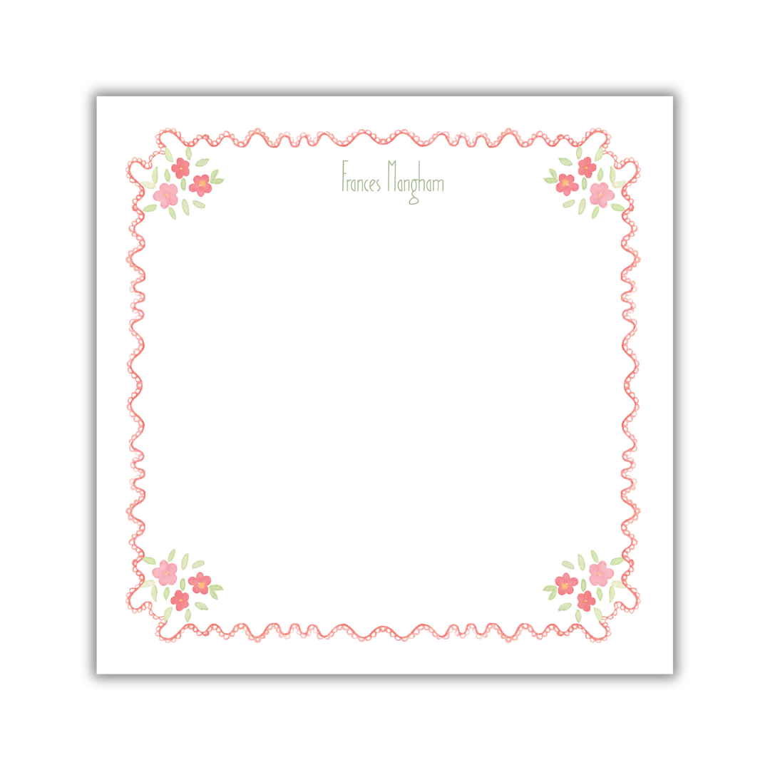 Red Floral Square Notepad