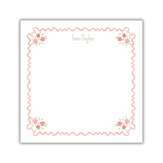 Red Floral Square Notepad