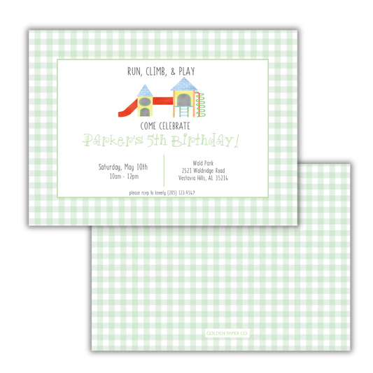 Run Climb & Play Birthday Invitation