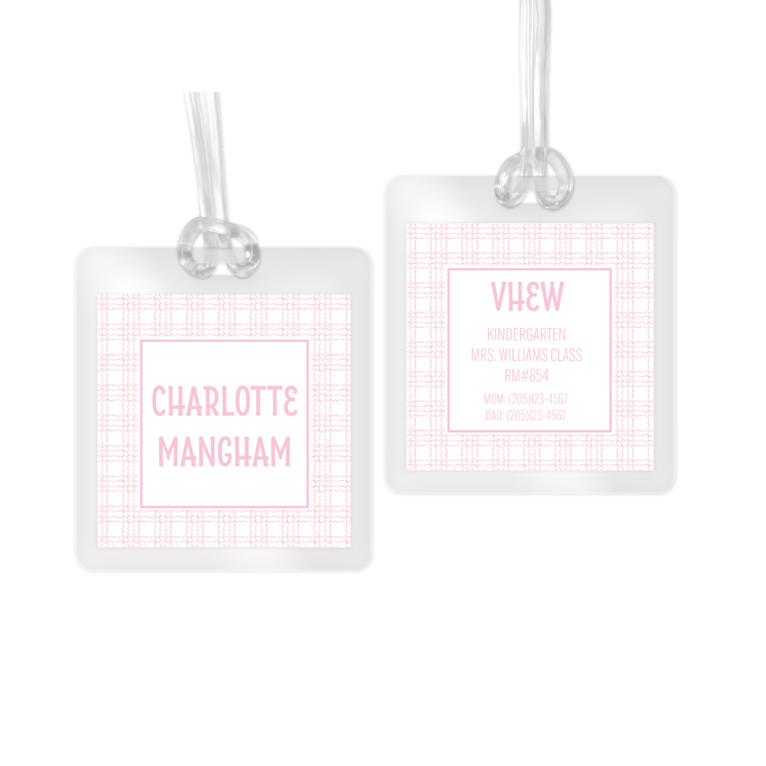 Scallop Gingham Laminated Bag Tag