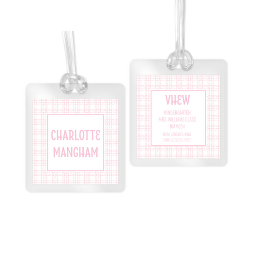 Scallop Gingham Laminated Bag Tag