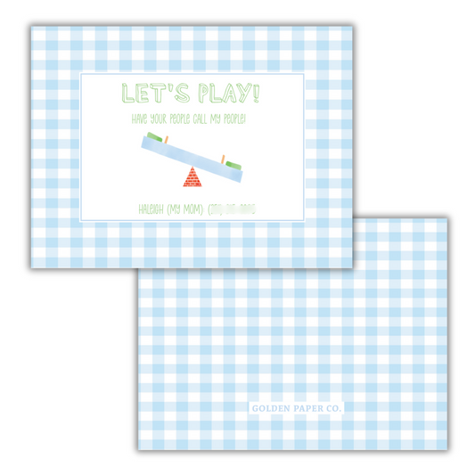 Seesaw Playdate Card