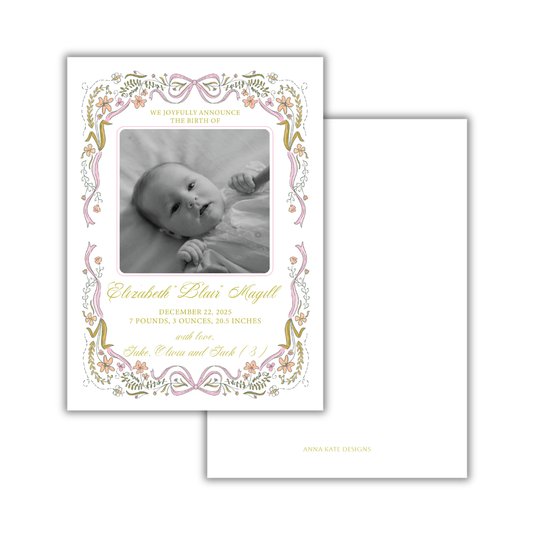 Spring Love Birth Announcement- Girl