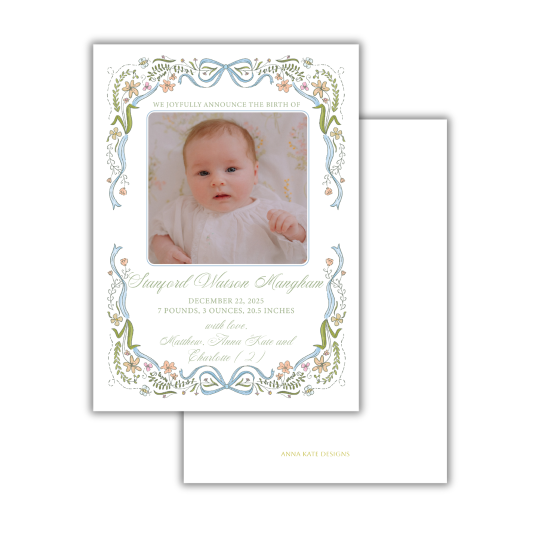 Spring Love Birth Announcement- Boy