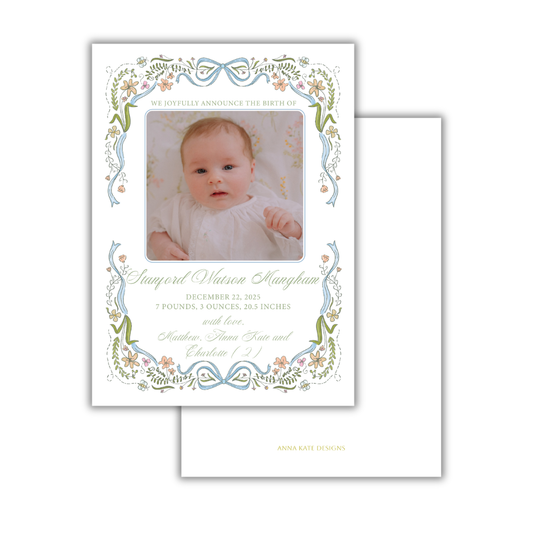 Spring Love Birth Announcement- Boy